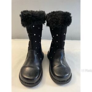 Rachel Shoes Kailie Black Faux Boots Toddler Girl’s Size 6.  Side Zipper Studded